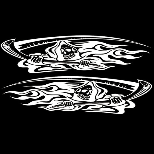 2 PCS/Set D-435 Grim Reaper Pattern Car Modified Decorative Sticker(White) - Decorative Sticker by buy2fix | Online Shopping UK | buy2fix