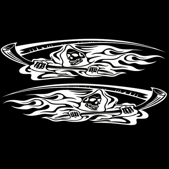 2 PCS/Set D-435 Grim Reaper Pattern Car Modified Decorative Sticker(White)