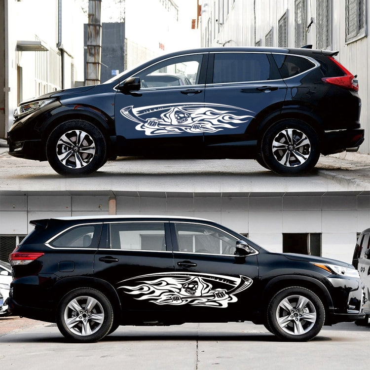 2 PCS/Set D-435 Grim Reaper Pattern Car Modified Decorative Sticker(White) - Decorative Sticker by buy2fix | Online Shopping UK | buy2fix