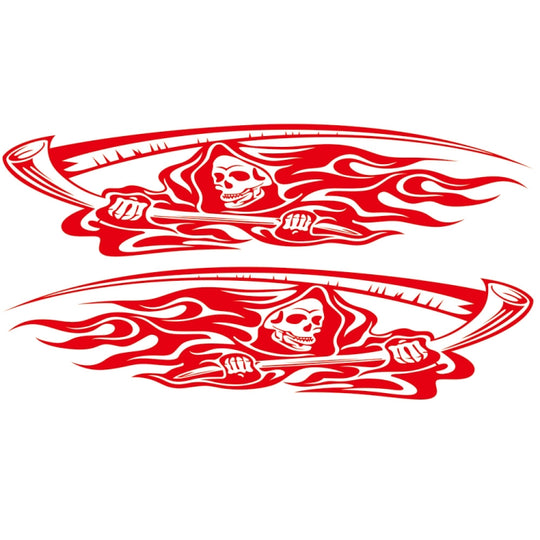 Autocollant décoratif modifié pour voiture, motif faucheuse D-435, 2 pièces/ensemble (rouge)