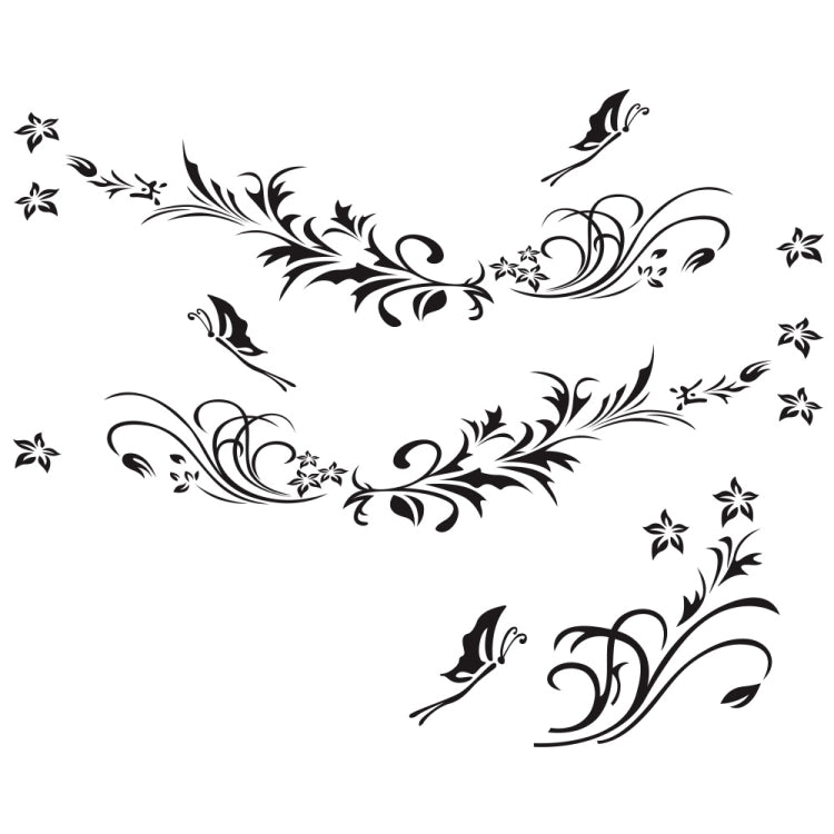 D-462 Butterfly Loves Flowers Pattern Car Modified Decorative Sticker(Black) - Decorative Sticker by buy2fix | Online Shopping UK | buy2fix