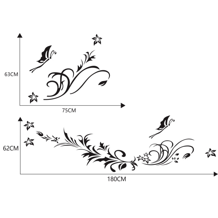 D-462 Butterfly Loves Flowers Pattern Car Modified Decorative Sticker(Black) - Decorative Sticker by buy2fix | Online Shopping UK | buy2fix