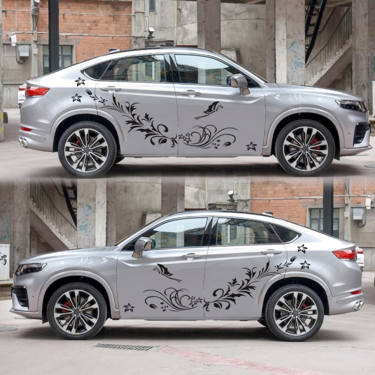 D-462 Butterfly Loves Flowers Pattern Car Modified Decorative Sticker(Black) - Decorative Sticker by buy2fix | Online Shopping UK | buy2fix