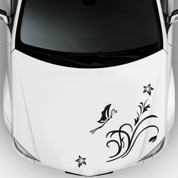 D-462 Butterfly Loves Flowers Pattern Car Modified Decorative Sticker(Black) - Decorative Sticker by buy2fix | Online Shopping UK | buy2fix