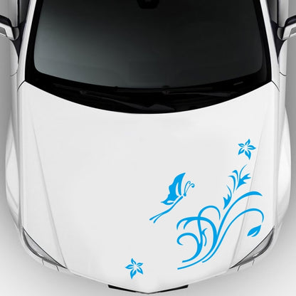 D-462 Butterfly Loves Flowers Pattern Car Modified Decorative Sticker(Blue) - Decorative Sticker by buy2fix | Online Shopping UK | buy2fix