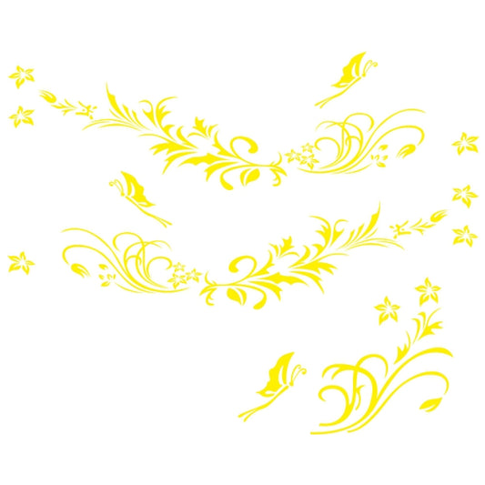 D-462 Butterfly Loves Flowers Pattern Car Modified Decorative Sticker(Yellow) - Decorative Sticker by buy2fix | Online Shopping UK | buy2fix