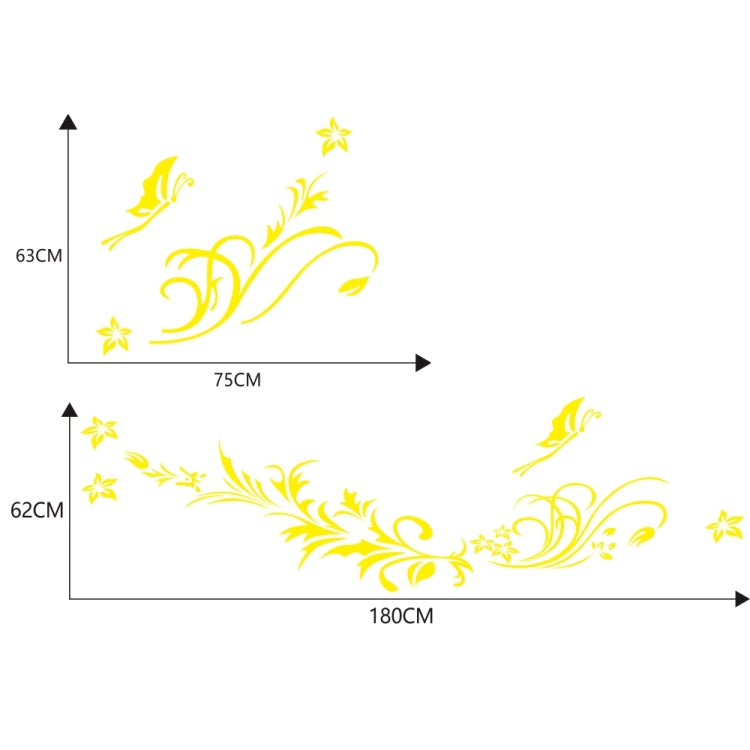 D-462 Butterfly Loves Flowers Pattern Car Modified Decorative Sticker(Yellow) - Decorative Sticker by buy2fix | Online Shopping UK | buy2fix