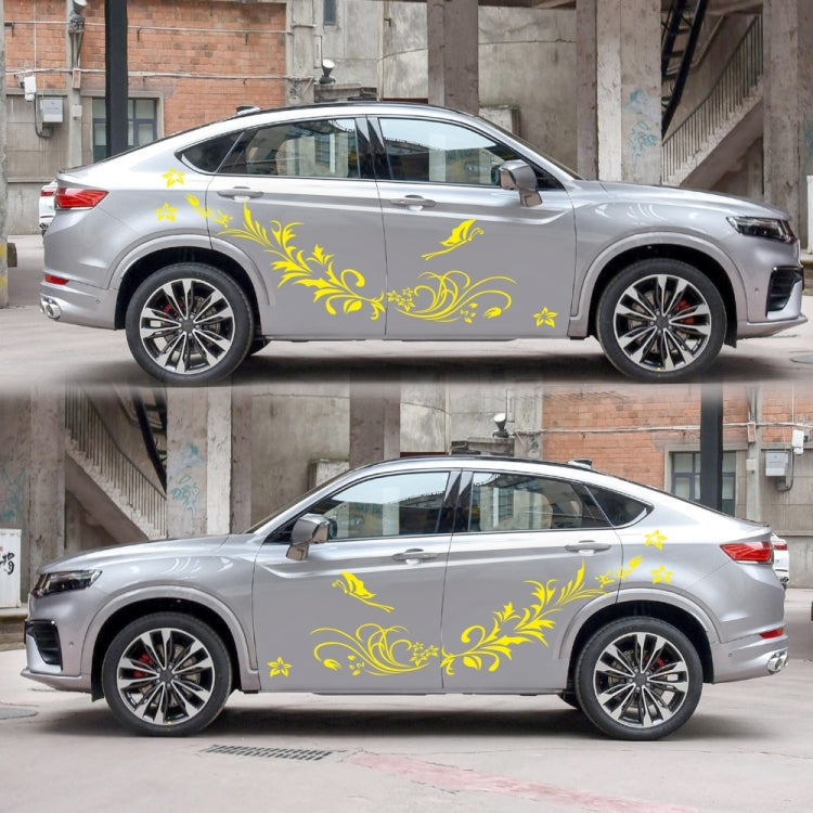 D-462 Butterfly Loves Flowers Pattern Car Modified Decorative Sticker(Yellow) - Decorative Sticker by buy2fix | Online Shopping UK | buy2fix