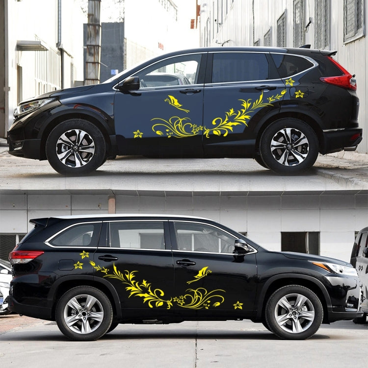 D-462 Butterfly Loves Flowers Pattern Car Modified Decorative Sticker(Yellow) - Decorative Sticker by buy2fix | Online Shopping UK | buy2fix