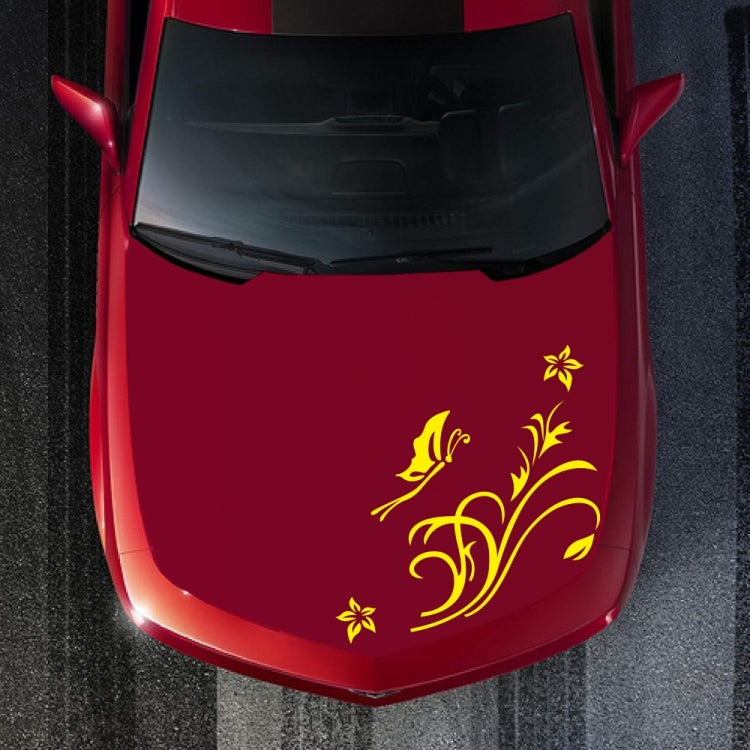 D-462 Butterfly Loves Flowers Pattern Car Modified Decorative Sticker(Yellow) - Decorative Sticker by buy2fix | Online Shopping UK | buy2fix
