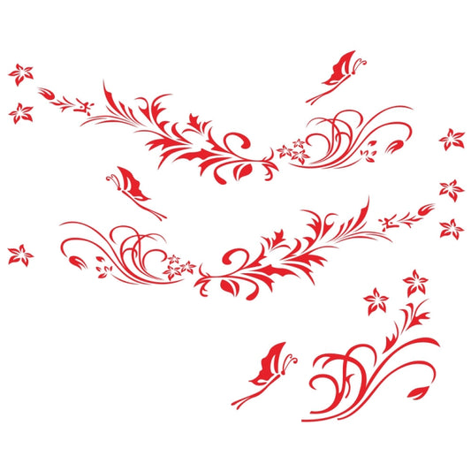 D-462 Butterfly Loves Flowers Pattern Car Modified Decorative Sticker(Red) - Decorative Sticker by buy2fix | Online Shopping UK | buy2fix