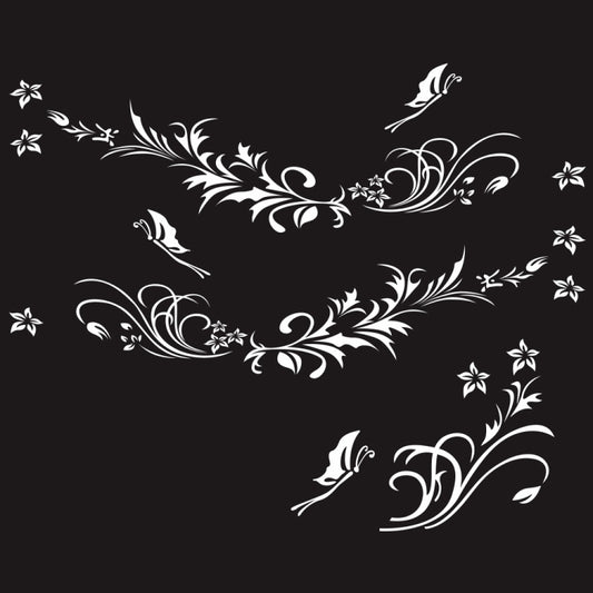 D-462 Butterfly Loves Flowers Pattern Car Modified Decorative Sticker(White) - Decorative Sticker by buy2fix | Online Shopping UK | buy2fix