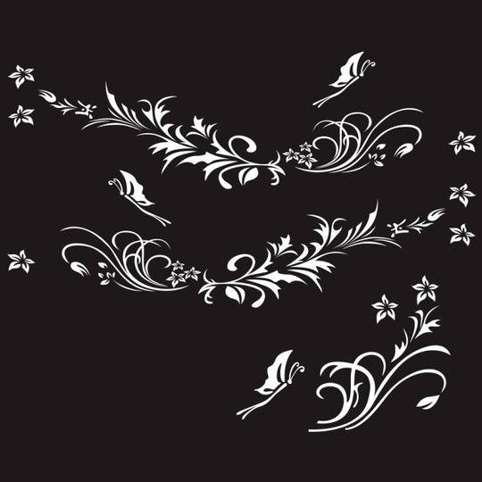 D-462 Butterfly Loves Flowers Pattern Car Modified Decorative Sticker(White)