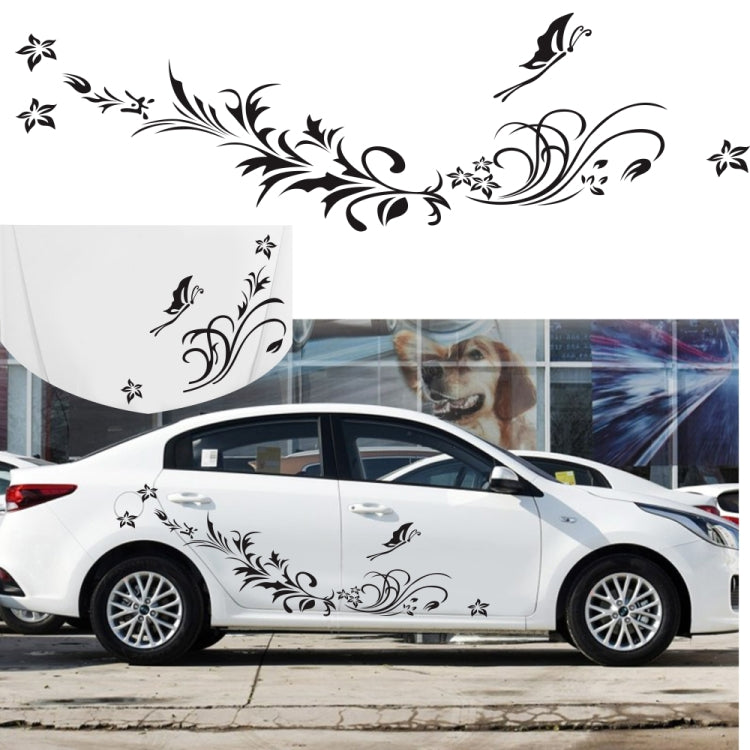 D-462 Butterfly Loves Flowers Pattern Car Modified Decorative Sticker(Black) - Decorative Sticker by buy2fix | Online Shopping UK | buy2fix