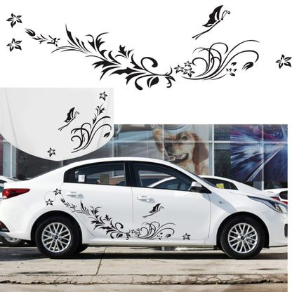 D-462 Butterfly Loves Flowers Pattern Car Modified Decorative Sticker(Black) - Decorative Sticker by buy2fix | Online Shopping UK | buy2fix