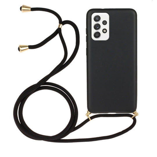 For Samsung Galaxy A33 5G Wheat Straw Material + TPU Protective Case with Lanyard(Black)