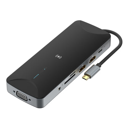 V240 12-in-1 Multifunctional USB-C / Type-C 3.1 Male HUB Docking Station(Black) by buy2fix