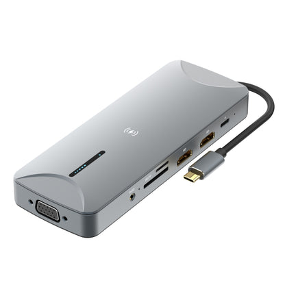 V240 12-in-1 Multifunctional USB-C / Type-C 3.1 Male HUB Docking Station(Gery) by buy2fix