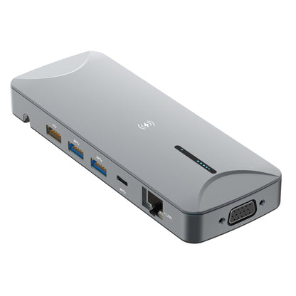 V240 12-in-1 Multifunctional USB-C / Type-C 3.1 Male HUB Docking Station(Gery) by buy2fix
