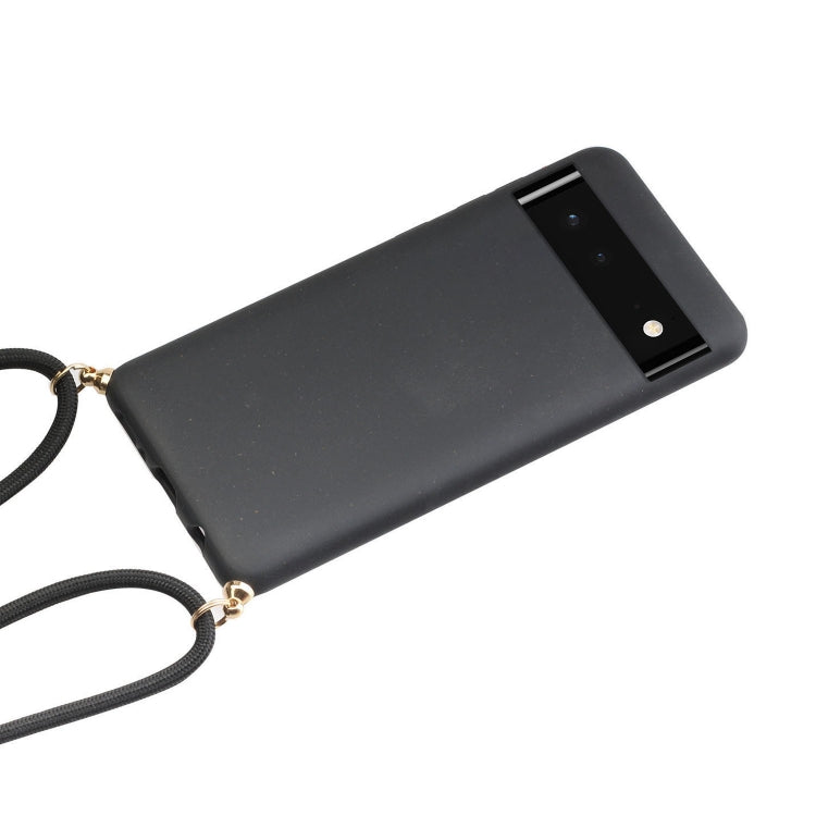 For Google Pixel 6 Wheat Straw Material + TPU Protective Case with Lanyard(Black) by buy2fix