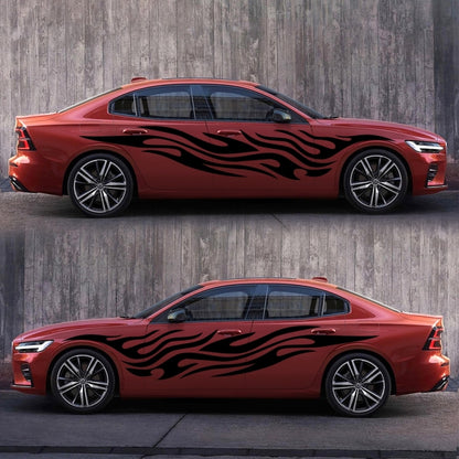 2 PCS/Set D-476 Fire Element Pattern Car Modified Decorative Sticker(Black) - Decorative Sticker by buy2fix | Online Shopping UK | buy2fix