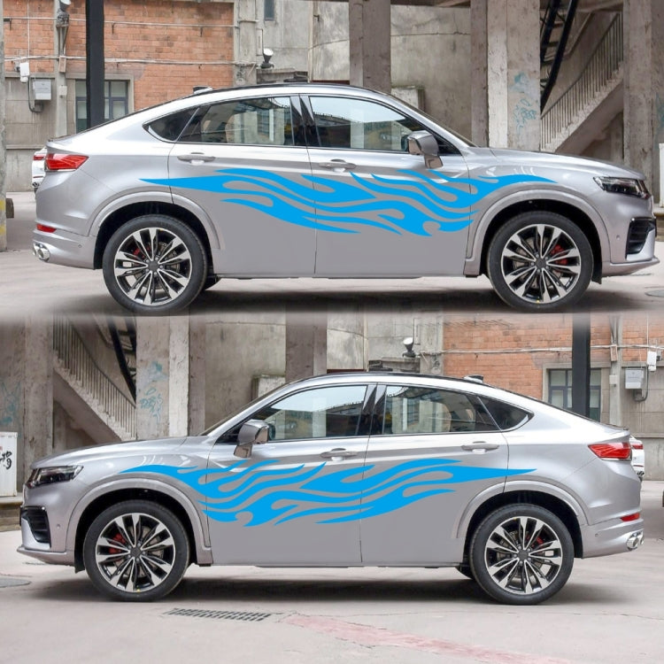 2 PCS/Set D-476 Fire Element Pattern Car Modified Decorative Sticker(Blue) - Decorative Sticker by buy2fix | Online Shopping UK | buy2fix