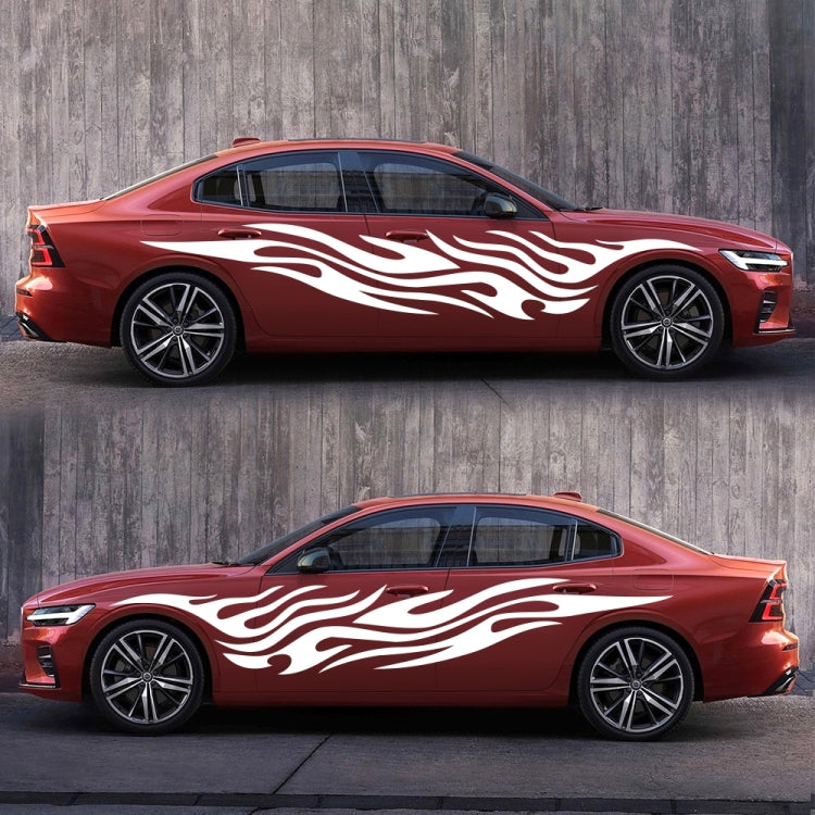 2 PCS/Set D-476 Fire Element Pattern Car Modified Decorative Sticker(White) - Decorative Sticker by buy2fix | Online Shopping UK | buy2fix