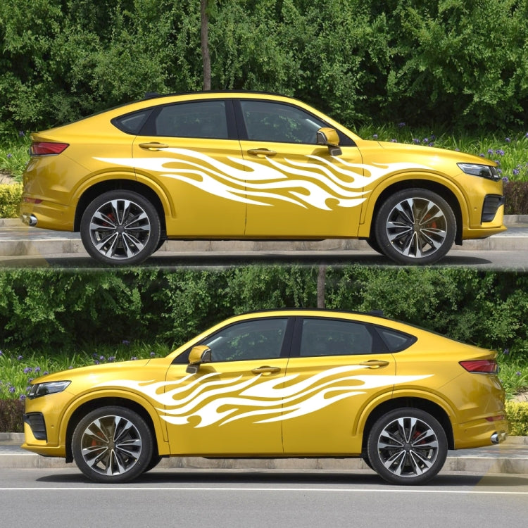 2 PCS/Set D-476 Fire Element Pattern Car Modified Decorative Sticker(White) - Decorative Sticker by buy2fix | Online Shopping UK | buy2fix
