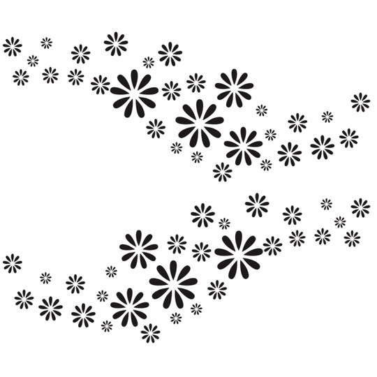 Autocollant décoratif modifié pour voiture, motif floral D-483, 2 pièces/ensemble (noir)