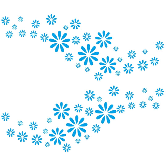 Autocollant décoratif modifié pour voiture, motif floral D-483, 2 pièces/ensemble (bleu)