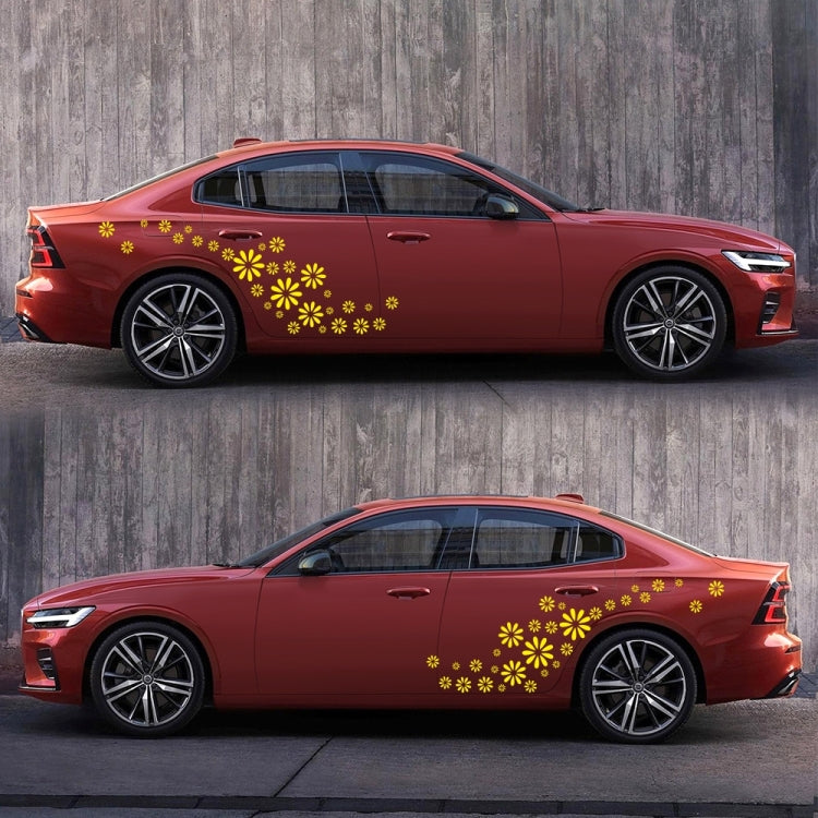 2 PCS/Set D-483 Flower Pattern Car Modified Decorative Sticker(Yellow) - Decorative Sticker by buy2fix | Online Shopping UK | buy2fix