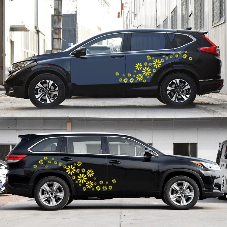 2 PCS/Set D-483 Flower Pattern Car Modified Decorative Sticker(Yellow) - Decorative Sticker by buy2fix | Online Shopping UK | buy2fix
