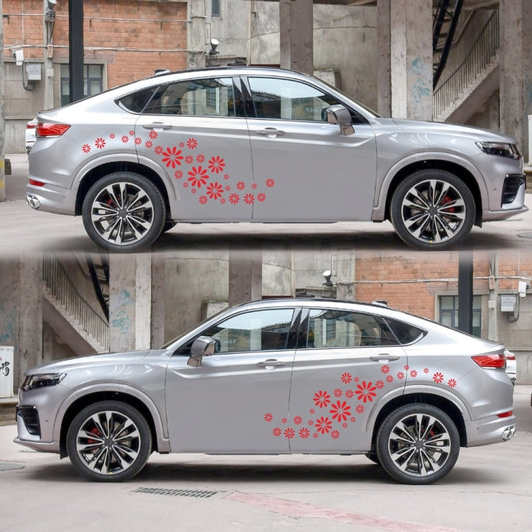 2 PCS/Set D-483 Flower Pattern Car Modified Decorative Sticker(Red) - Decorative Sticker by buy2fix | Online Shopping UK | buy2fix