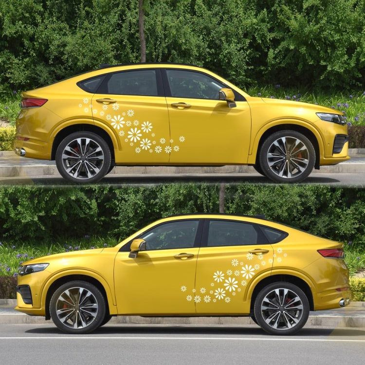 2 PCS/Set D-483 Flower Pattern Car Modified Decorative Sticker(White) - Decorative Sticker by buy2fix | Online Shopping UK | buy2fix