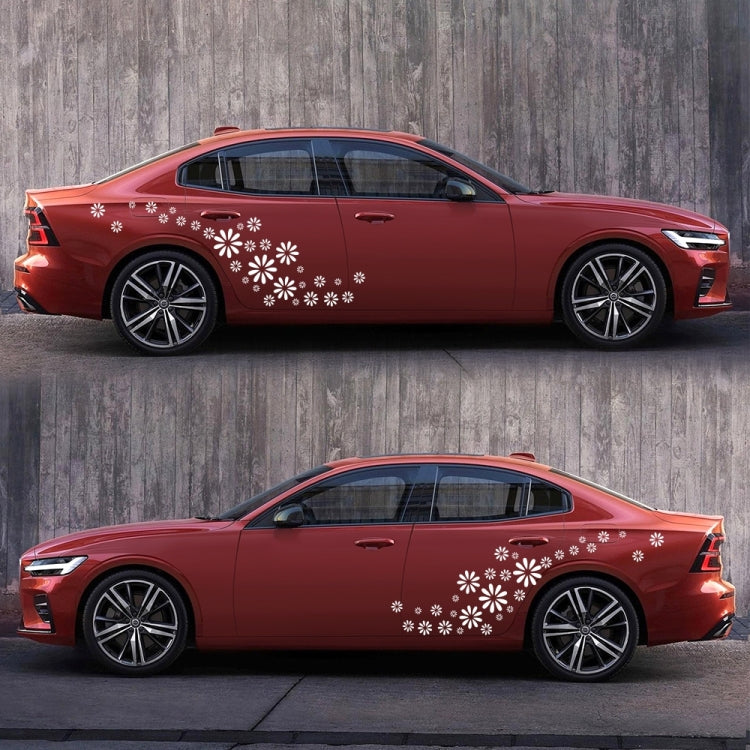2 PCS/Set D-483 Flower Pattern Car Modified Decorative Sticker(White) - Decorative Sticker by buy2fix | Online Shopping UK | buy2fix