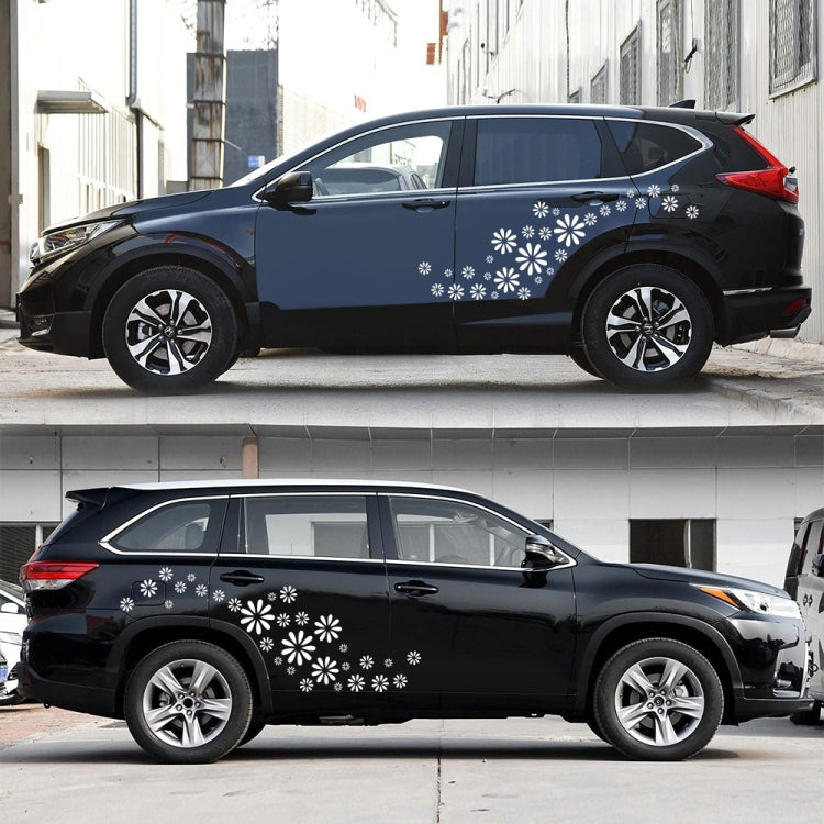 2 PCS/Set D-483 Flower Pattern Car Modified Decorative Sticker(White) - Decorative Sticker by buy2fix | Online Shopping UK | buy2fix