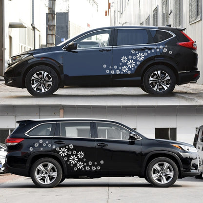 2 PCS/Set D-483 Flower Pattern Car Modified Decorative Sticker(White) - Decorative Sticker by buy2fix | Online Shopping UK | buy2fix