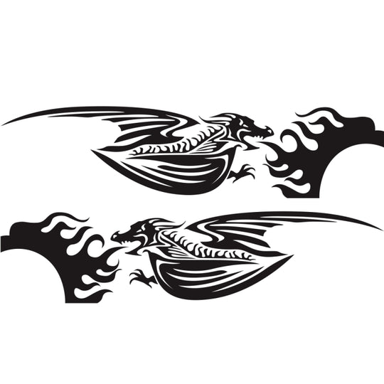 2 PCS/Set D-489 Fire-breathing Dragon Pattern Car Modified Decorative Sticker(Black)