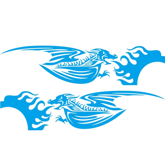 2 PCS/Set D-489 Fire-breathing Dragon Pattern Car Modified Decorative Sticker(Blue) - Decorative Sticker by buy2fix | Online Shopping UK | buy2fix