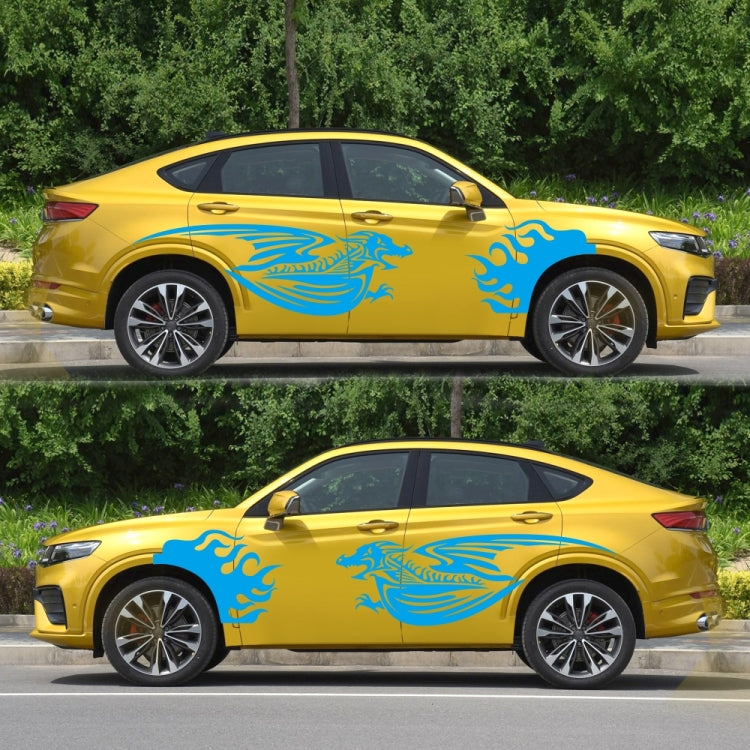 2 PCS/Set D-489 Fire-breathing Dragon Pattern Car Modified Decorative Sticker(Blue) - Decorative Sticker by buy2fix | Online Shopping UK | buy2fix