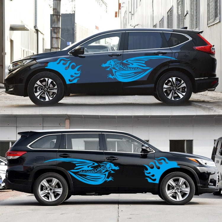 2 PCS/Set D-489 Fire-breathing Dragon Pattern Car Modified Decorative Sticker(Blue) - Decorative Sticker by buy2fix | Online Shopping UK | buy2fix