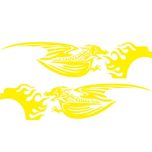2 PCS/Set D-489 Fire-breathing Dragon Pattern Car Modified Decorative Sticker(Yellow) - Decorative Sticker by buy2fix | Online Shopping UK | buy2fix