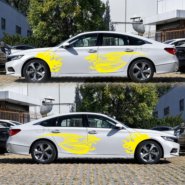 2 PCS/Set D-489 Fire-breathing Dragon Pattern Car Modified Decorative Sticker(Yellow) - Decorative Sticker by buy2fix | Online Shopping UK | buy2fix