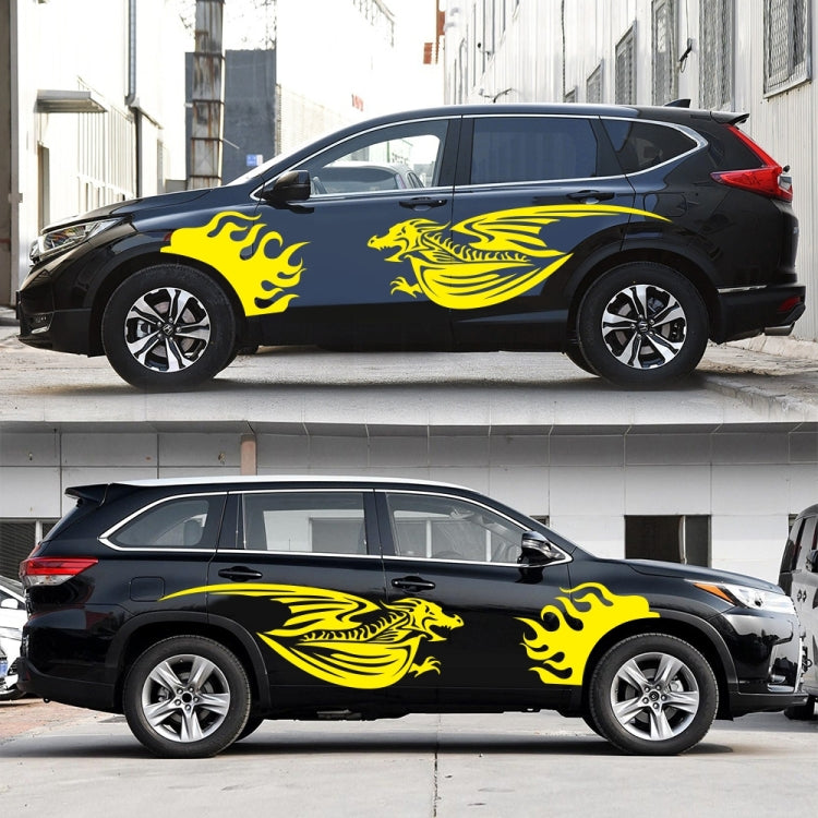 2 PCS/Set D-489 Fire-breathing Dragon Pattern Car Modified Decorative Sticker(Yellow) - Decorative Sticker by buy2fix | Online Shopping UK | buy2fix