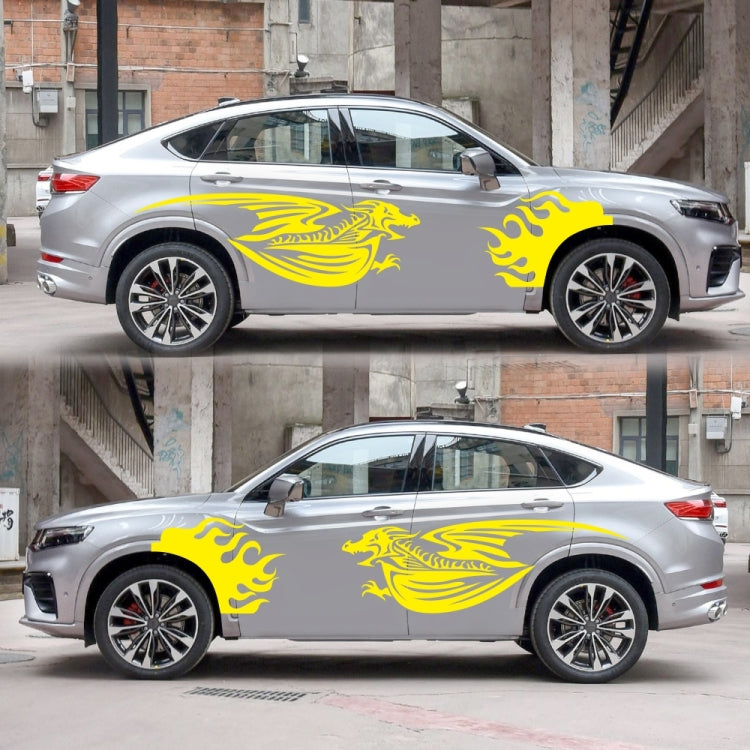 2 PCS/Set D-489 Fire-breathing Dragon Pattern Car Modified Decorative Sticker(Yellow) - Decorative Sticker by buy2fix | Online Shopping UK | buy2fix