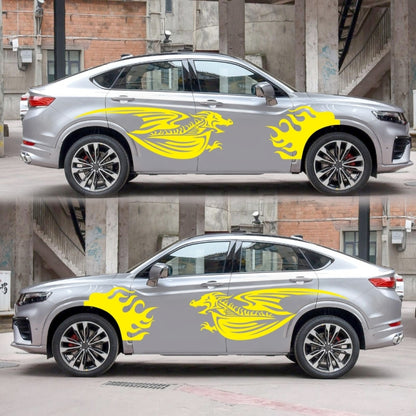 2 PCS/Set D-489 Fire-breathing Dragon Pattern Car Modified Decorative Sticker(Yellow) - Decorative Sticker by buy2fix | Online Shopping UK | buy2fix