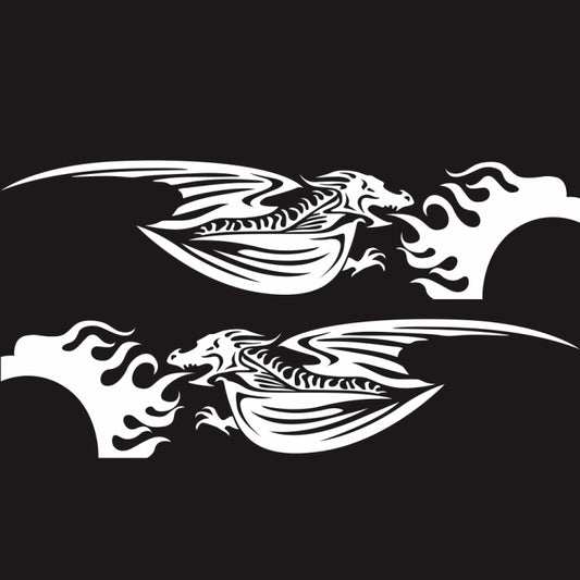 2 PCS/Set D-489 Fire-breathing Dragon Pattern Car Modified Decorative Sticker(White) - Decorative Sticker by buy2fix | Online Shopping UK | buy2fix