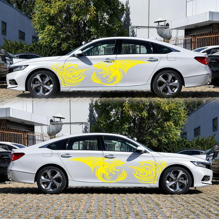 2 PCS/Set D-498 Pterosaur Spitfire Pattern Car Modified Decorative Sticker(Yellow) - Decorative Sticker by buy2fix | Online Shopping UK | buy2fix