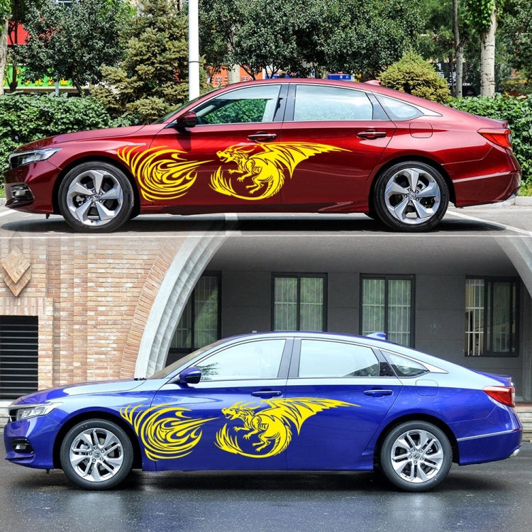 2 PCS/Set D-498 Pterosaur Spitfire Pattern Car Modified Decorative Sticker(Yellow) - Decorative Sticker by buy2fix | Online Shopping UK | buy2fix