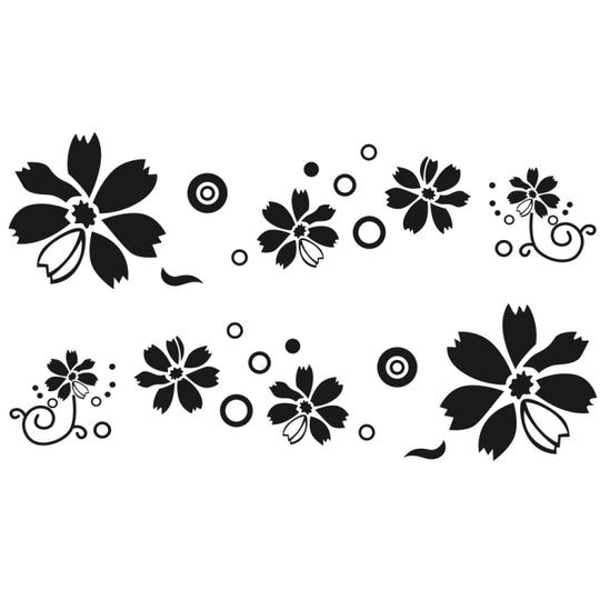 Autocollant décoratif modifié pour voiture, motif de fleurs D-510, 2 pièces/ensemble (noir)